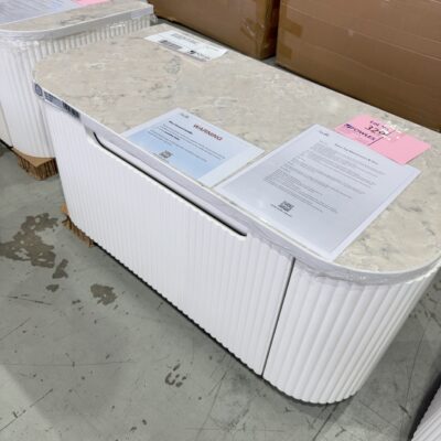 AULIC PETRA MARK II WALL HUNG CURVED FLUTED 900MM VANITY WITH DRAWERS, CURVED ALPINE STONE TOP, CAWH402900 & ST86900 RRP00