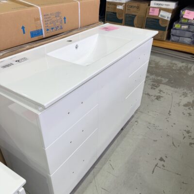 NEW 1200MM FLOOR VANITY GLOSS WHITE WITH SEMI RECESSED VANITY BOWL, P892-1200G/C892-1200