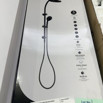 NEW PHOENIX VIVID TWIN HEAD SHOWER RAIL, MATTE BLACK V726MB