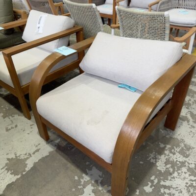 NEW TIMBER FRAMED OUTDOOR ARMCHAIR, SOLD AS IS