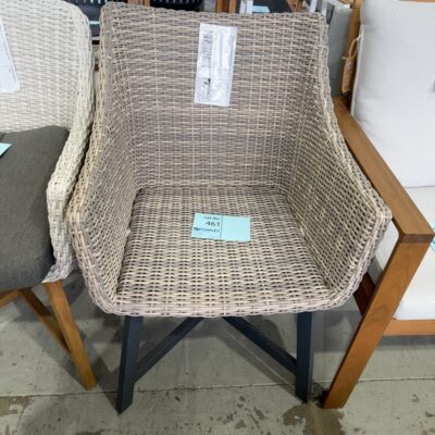 DESIGNER RATTAN OUTDOOR CHAIR, SOLD AS IS