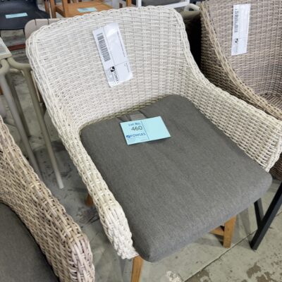 DESIGNER RATTAN OUTDOOR CHAIR, SOLD AS IS