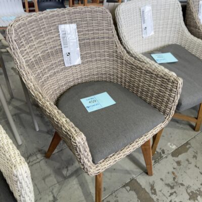 DESIGNER RATTAN OUTDOOR CHAIR, SOLD AS IS