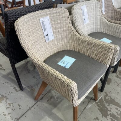 DESIGNER RATTAN OUTDOOR CHAIR, SOLD AS IS