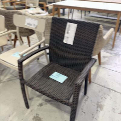DESIGNER RATTAN OUTDOOR CHAIR, SOLD AS IS