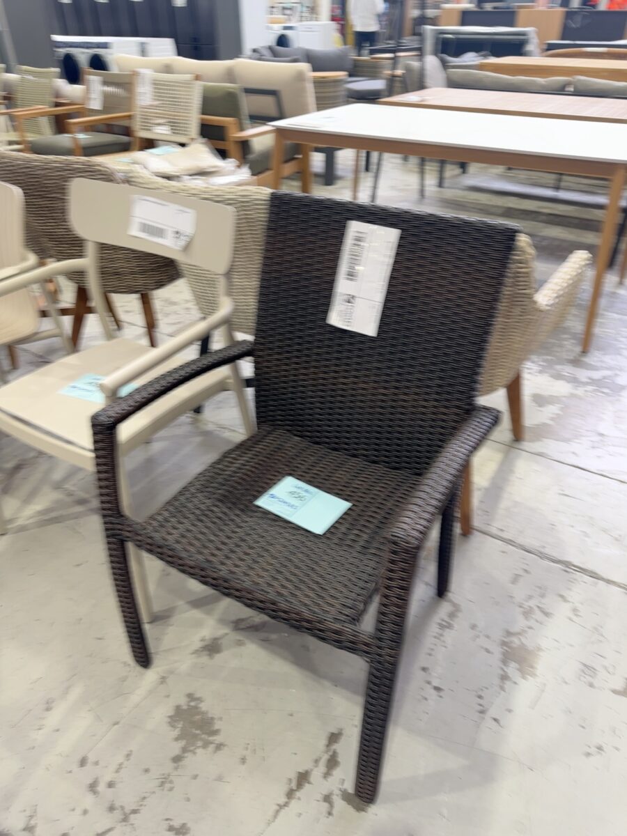 DESIGNER RATTAN OUTDOOR CHAIR, SOLD AS IS