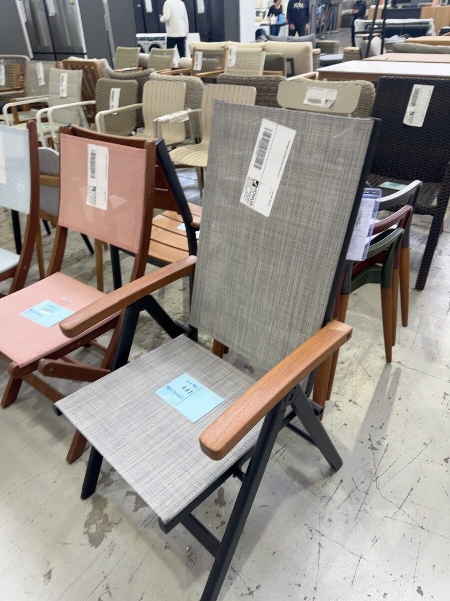 DESIGNER OUTDOOR CHAIR SOLD AS IS