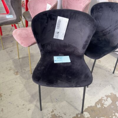 EX HIRE - BLACK VELVET DINING CHAIRS, SOLD AS IS
