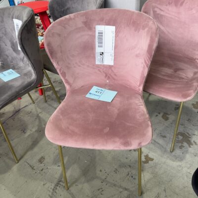 EX HIRE - PINK VELVET DINING CHAIRS, SOLD AS IS
