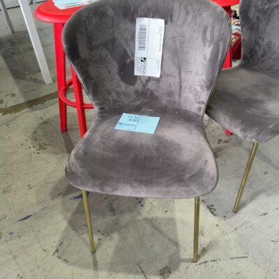 EX HIRE - GREY VELVET DINING CHAIRS, SOLD AS IS