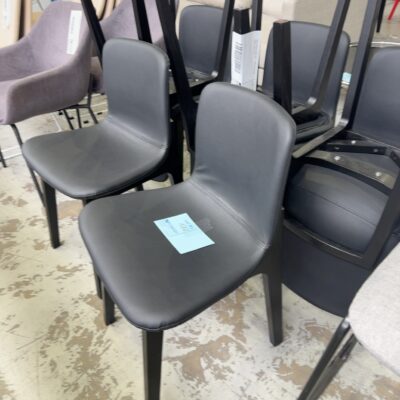 USED OFFICE FURNITURE - BLACK PU DINING CHAIR, SOLD AS IS