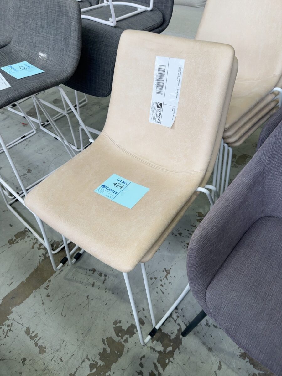 USED OFFICE FURNITURE - BEIGE DINING CHAIR, SOLD AS IS