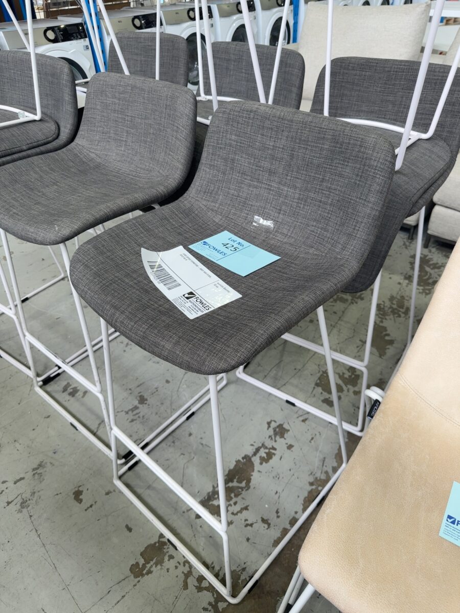 USED OFFICE FURNITURE - GREY BAR STOOL, SOLD AS IS