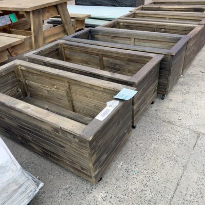 PINE OUTDOOR PLANTERS, STAINED JAPAN BLACK, WITH CASTOR WHEELS