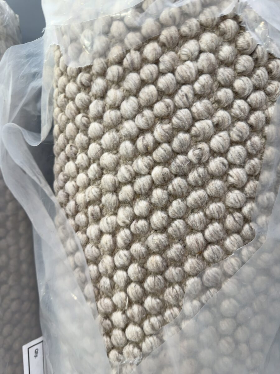EX DISPLAY WOOL LOOP RUG, 200CM X 290CM, HAND WOVEN, BEIGE, RRP$1499