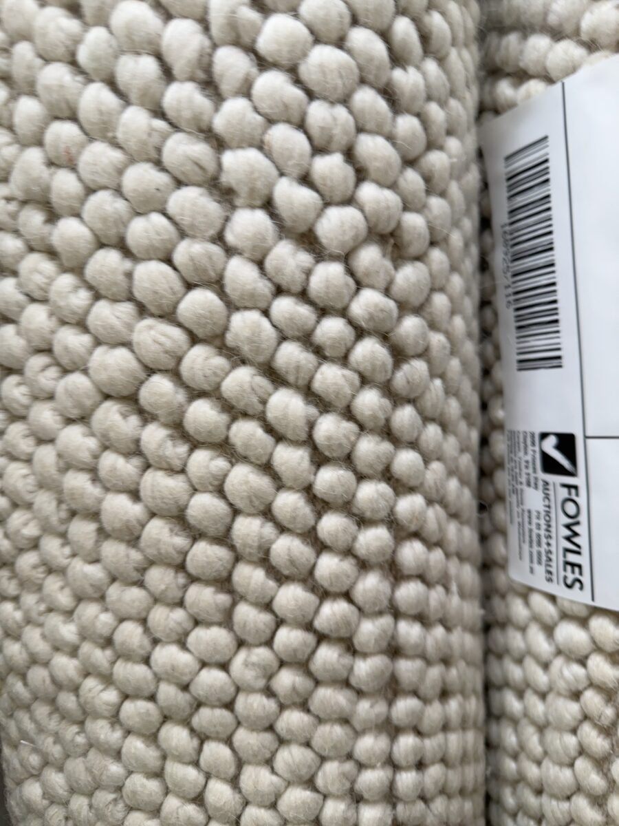 EX DISPLAY WOOL LOOP RUG, 200CM X 290CM, HAND WOVEN, IVORY, RRP$1499