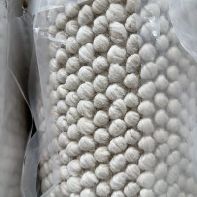 EX DISPLAY WOOL LOOP RUG, 200CM X 290CM, HAND WOVEN, IVORY, RRP99