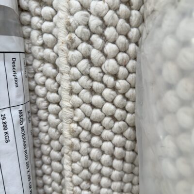 EX DISPLAY WOOL LOOP RUG, 200CM X 290CM, HAND WOVEN, IVORY, RRP99