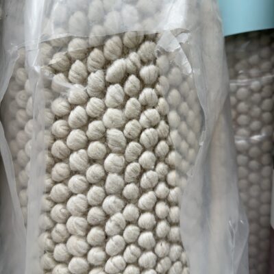 EX DISPLAY WOOL LOOP RUG, 200CM X 290CM, HAND WOVEN, IVORY, RRP99