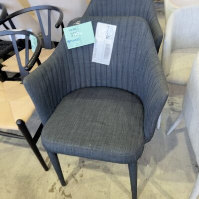 EX STAGING - DARK GREY UPHOLSTERED DINING CHAIR, SOLD AS IS