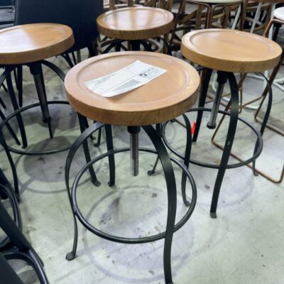 EX STAGING - TIMBER STOOL, WIND UP MECHANISM, SOLD AS IS