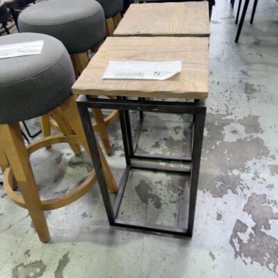 EX STAGING - SQUARE TIMBER STOOL, SOLD AS IS