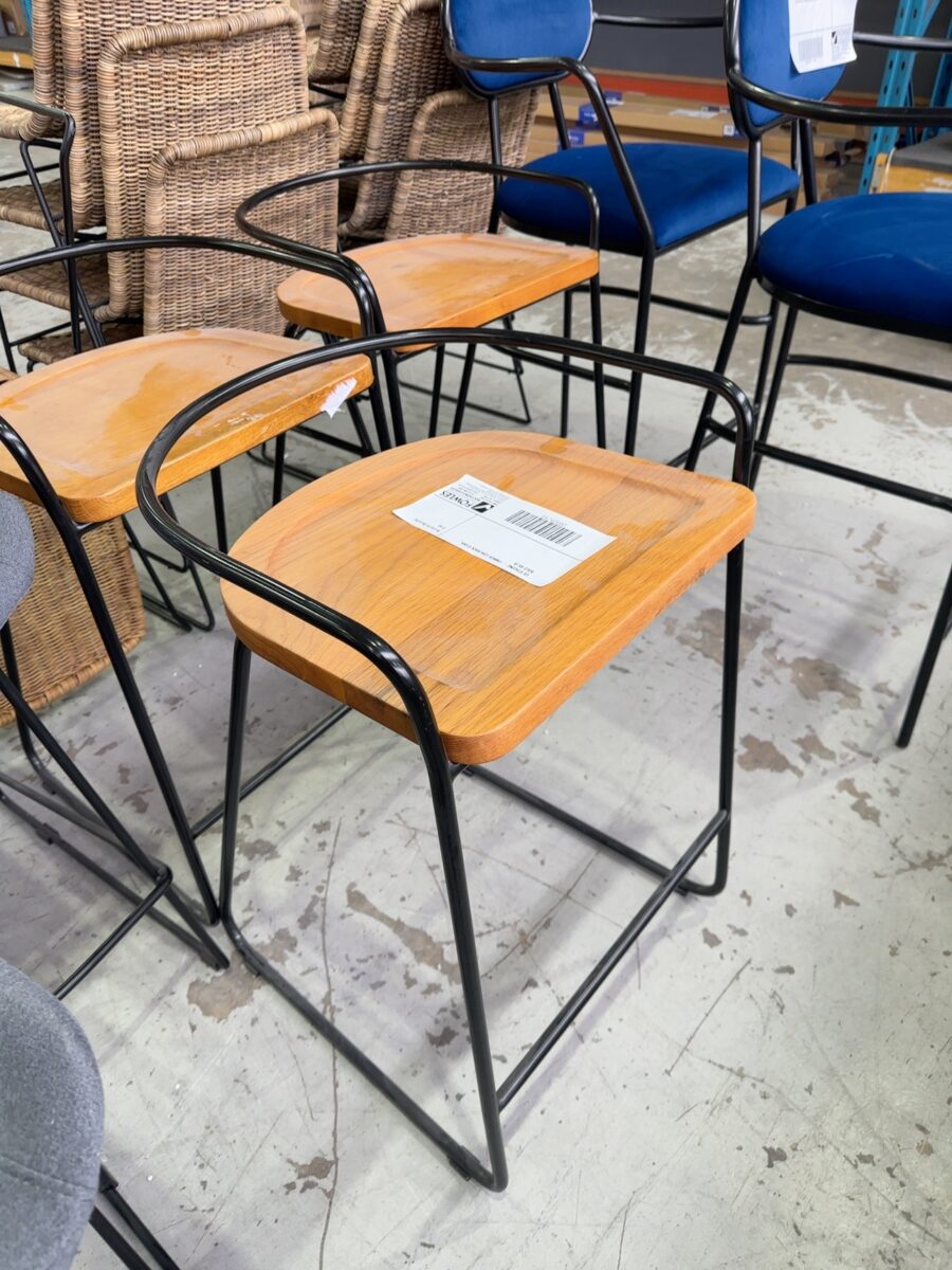 EX STAGING - TIMBER LOW BACK STOOL, SOLD AS IS