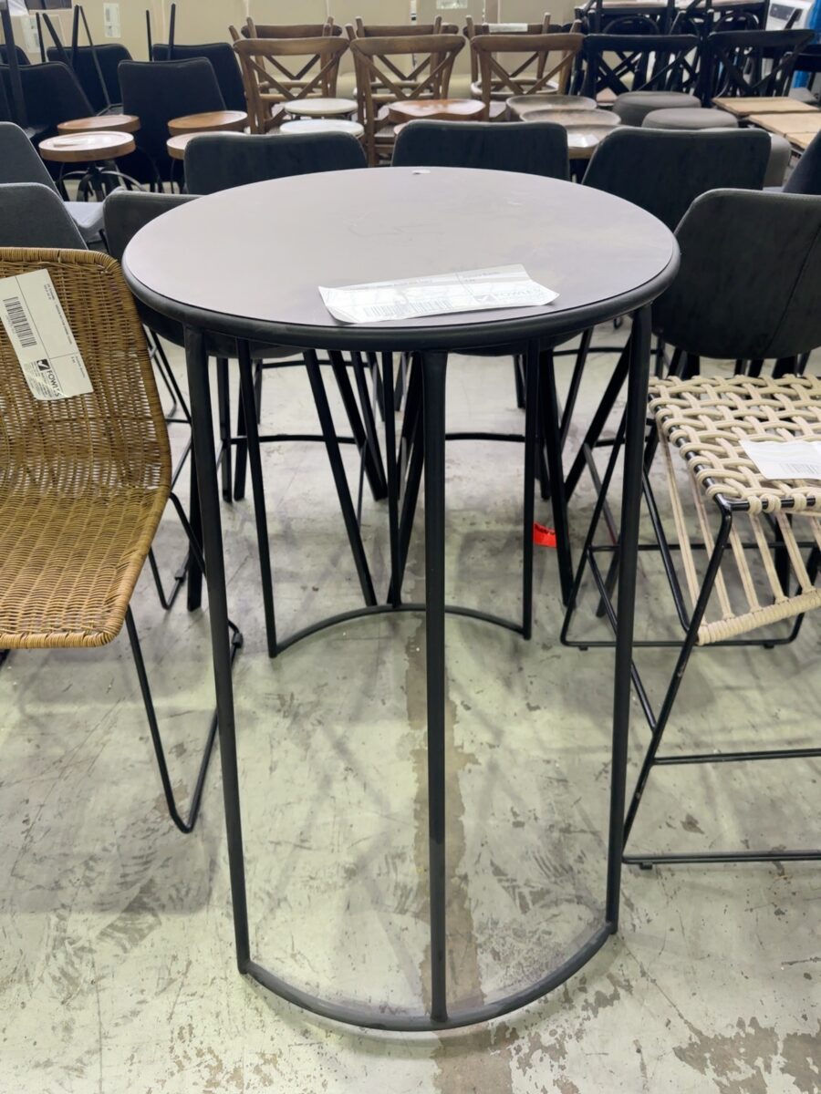 EX STAGING - ROUND BLACK BAR TABLE SOLD AS IS