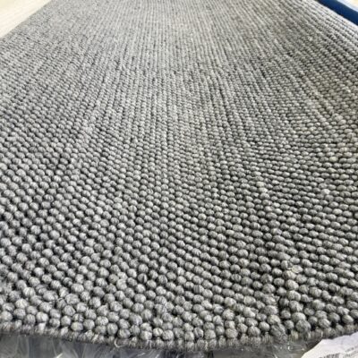 EX DISPLAY WOOL LOOP RUG, HAND WOVEN, SLATE, 200CM X 290CM, RRP99