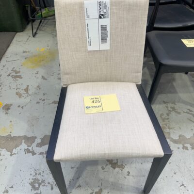 EX STAGING - CREAM UPHOLSTERED DINING CHAIR SOLD AS IS