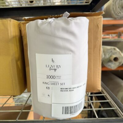 NEW KING SIZE 1000TC SHEET SET - COTTON/POLYSTER, SILVER