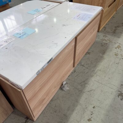 NEW MIA WALL HUNG 1200MM VANITY WITH PUSH OPEN CABINET DOORS, WITH CATO FLAT STONE TOP  CAWH08-1200-ST26FT