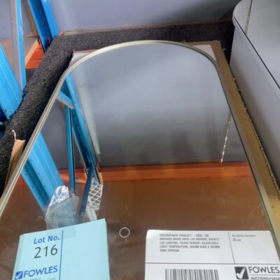 DISCONTINUED PRODUCT - CB50-BB BRUSHED BRASS ARCH LED MIRROR, BACKLIT LED LIGHTING, TOUCH SENSOR, ADJUSTABLE LIGHT TEMPERATURE, 900MM HIGH X 500MM WIDE RRP8