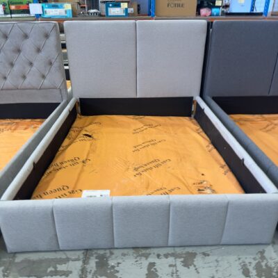 SAMPLE BEDS - FAWN QUEEN GAS LIFT PROSECCO FABRIC BEDFRAME, SOLD AS IS