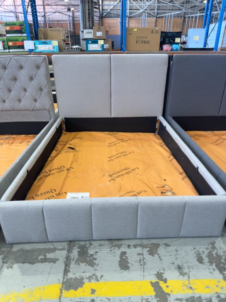 SAMPLE BEDS - FAWN QUEEN GAS LIFT PROSECCO FABRIC BEDFRAME, SOLD AS IS