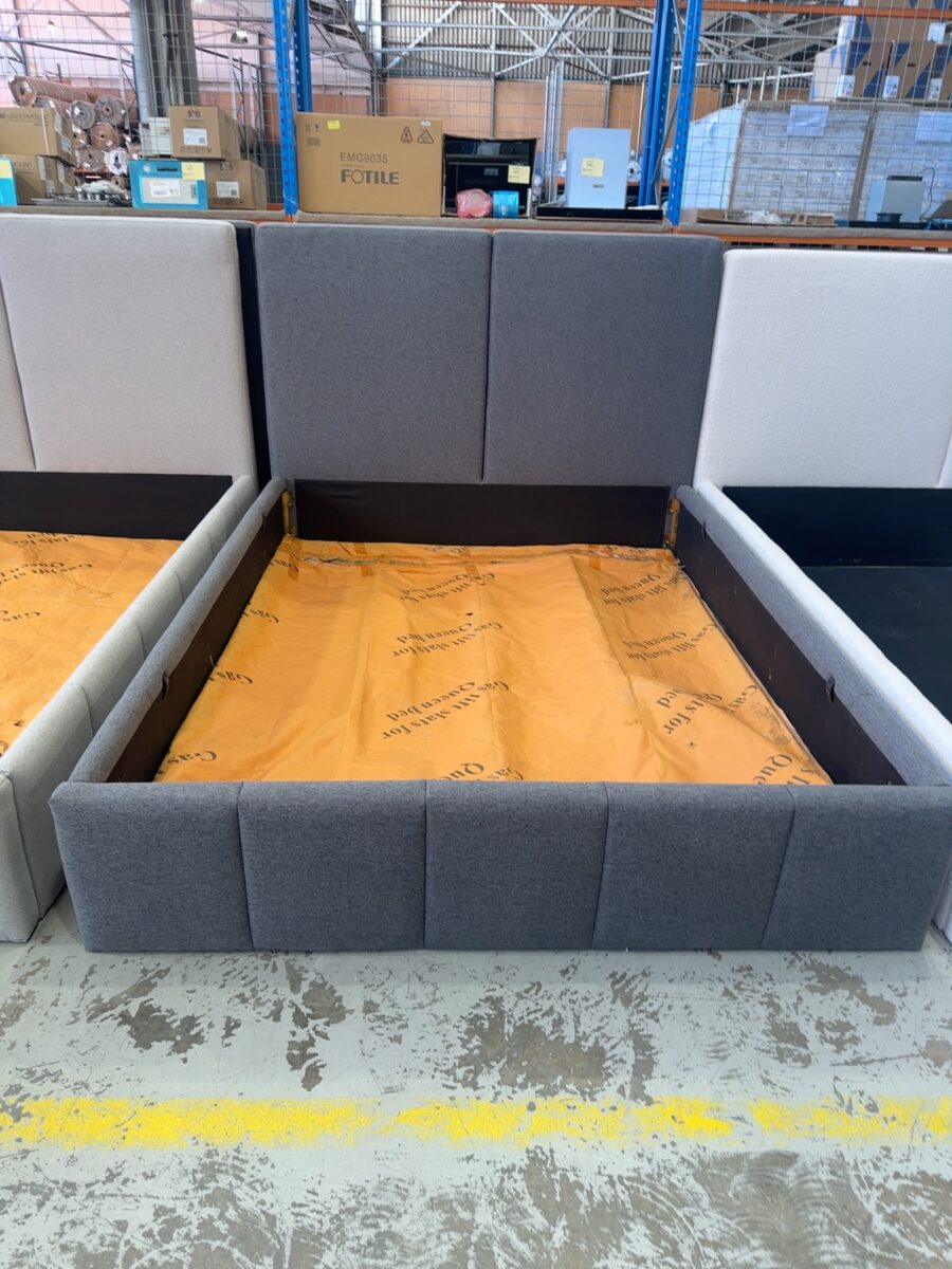 SAMPLE BEDS - FAWN QUEEN GAS LIFT COMET FABRIC BEDFRAME, SOLD AS IS
