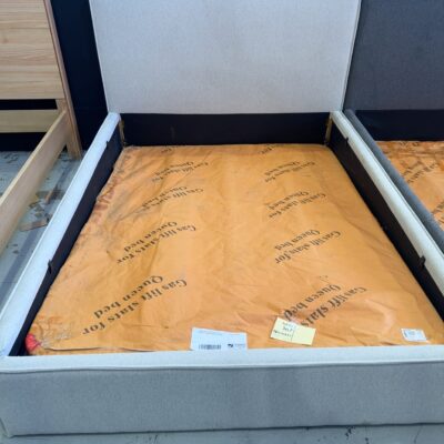 SAMPLE BEDS - STEVIE QUEEN GAS LIFT PROSECCO FABRIC BEDFRAME, SOLD AS IS