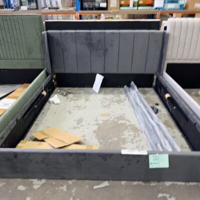 SAMPLE BEDFRAME - AUBREY KING SIZE DARK GREY BEDFRAME SOLD AS IS