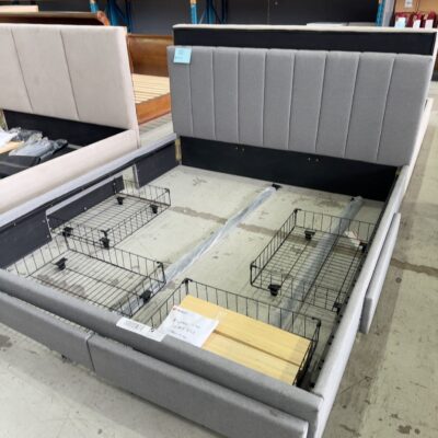 SAMPLE BEDFRAME - SIDNEY KING BEDFRAME WITH DRAWERS IN BASE, SOLD AS IS
