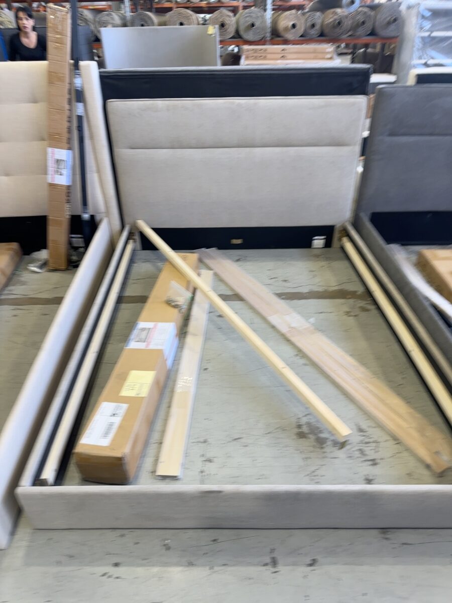 SAMPLE BEDS - DAISY QUEEN BEDFRAME, MINK FABRIC SOLD AS IS