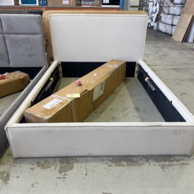SAMPLE BEDS - STEVIE QUEEN FABRIC BEDFRAME, SOLD AS IS