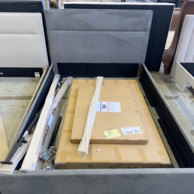 SAMPLE BEDS - VINCENT QUEEN GAS LIFT DUSK FABRIC BEDFRAME, SOLD AS IS