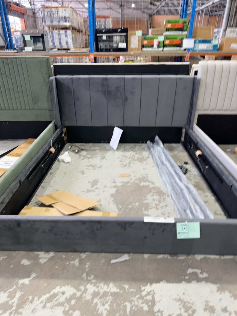 SAMPLE BEDFRAME - AUBREY KING SIZE DARK GREY BEDFRAME SOLD AS IS