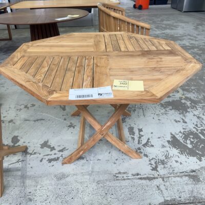 NEW PLANTATION TEAK HEXAGONAL FOLDING TABLE RRP0 EACH