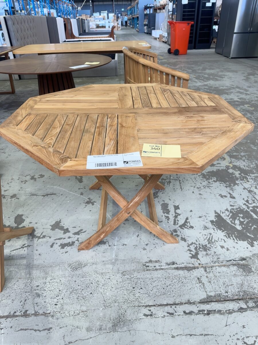 NEW PLANTATION TEAK HEXAGONAL FOLDING TABLE RRP$890 EACH