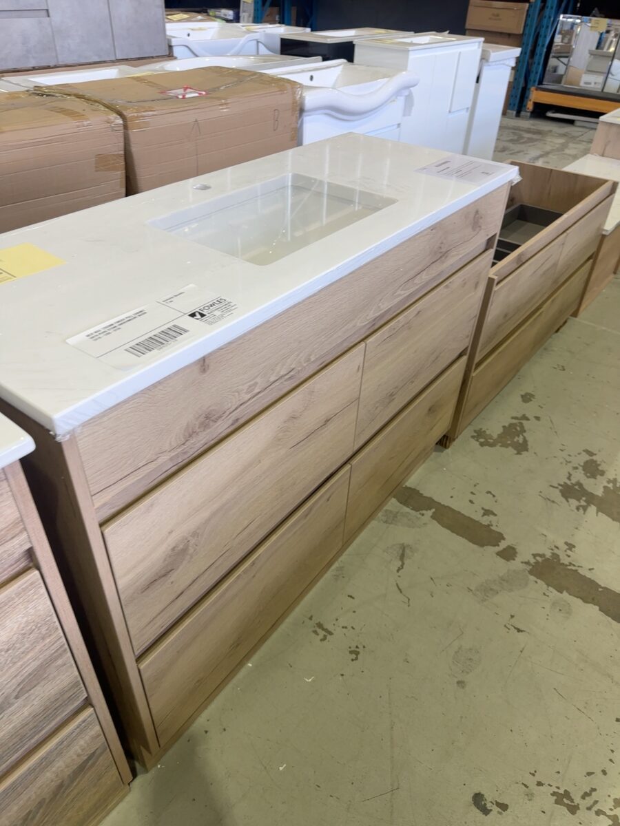 NEW MAX 1200MM FINGER PULL CABINET WITH PURE STONE UNDERMOUNT BASIN CA10-1200-ST56