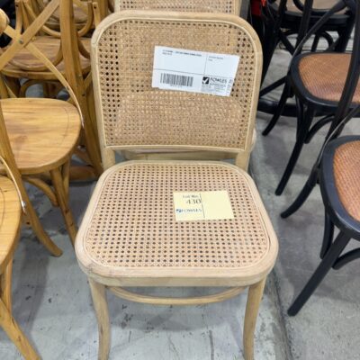 EX STAGING - RATTAN TIMBER DINING CHAIR, SOLD AS IS