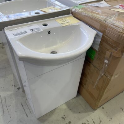 NEW 500MM WHITE GLOSS VANITY WITH CERAMIC TOP, VPB500-108