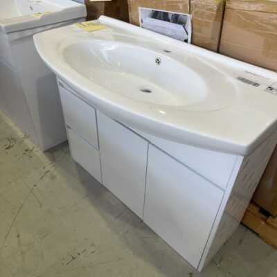 NEW 1000MM WHITE GLOSS VANITY WITH CERAMIC TOP, VPB1000-144