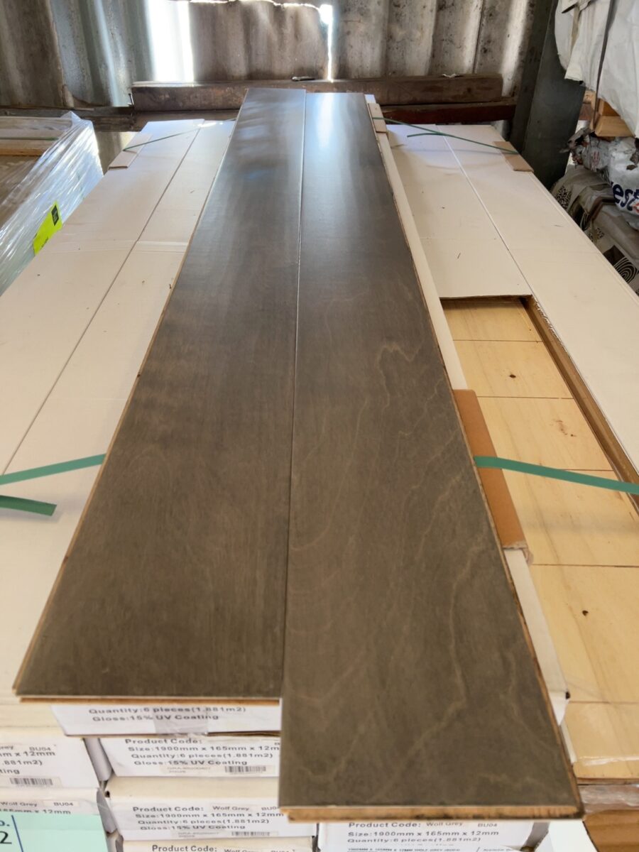 1900MM X 165MM X 12MM WOLF GREY (BU04) ENGINEERED FLOORING- (74 BOXES X 1.881 M2)